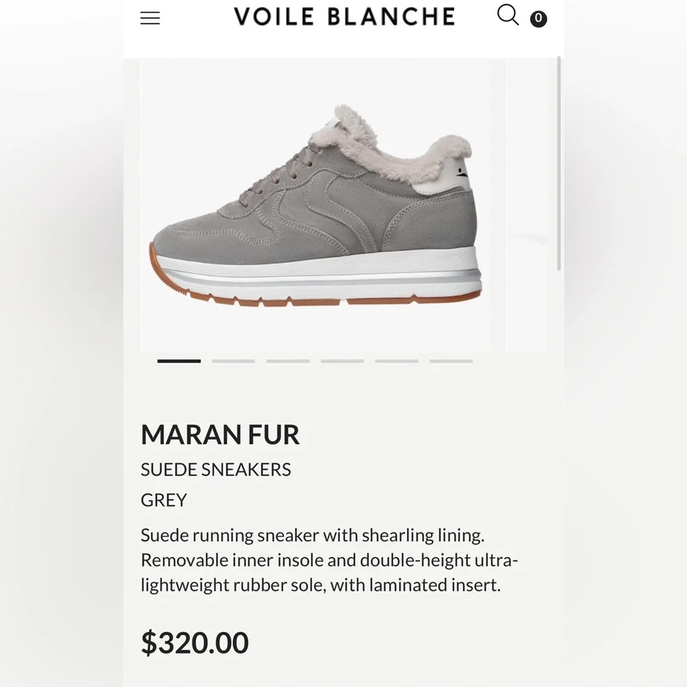 NWT VOILE BLANCHE MARAN Fur Suede Sneakers in Grey - Picture 6 of 16